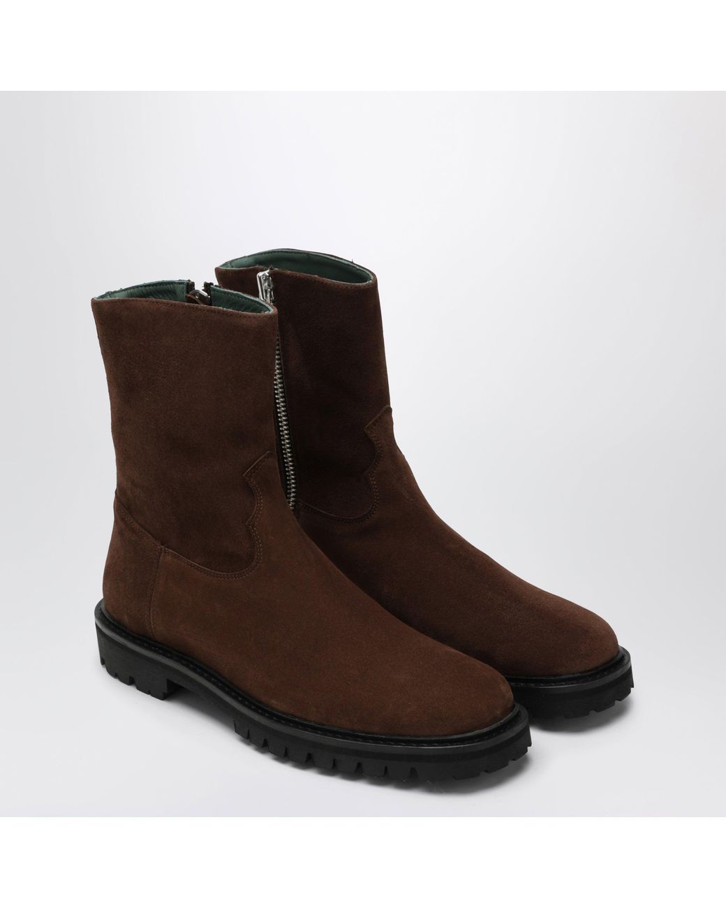 VINNY'S Brown Moto Ankle Boots for men