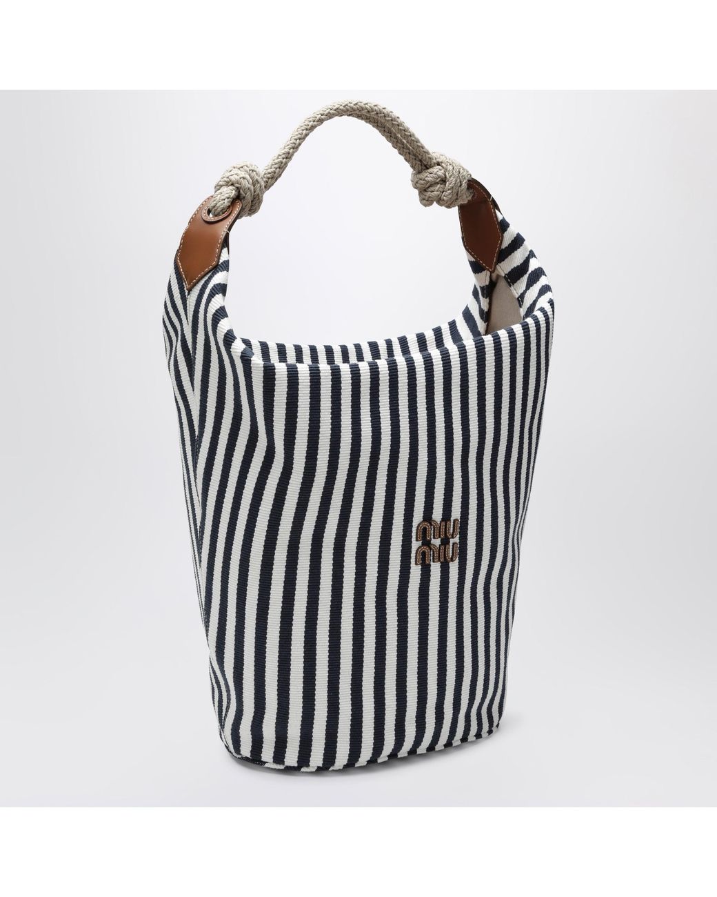 Miu Miu Black Cognac Striped Canvas Bag