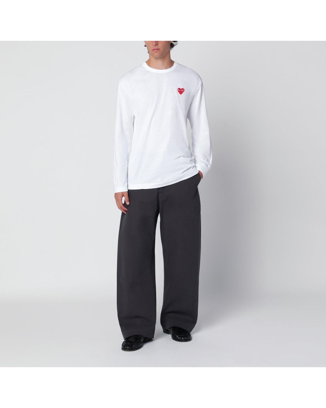 COMME DES GARÇONS PLAY White Mini Cotton Long-Sleeve Top for men