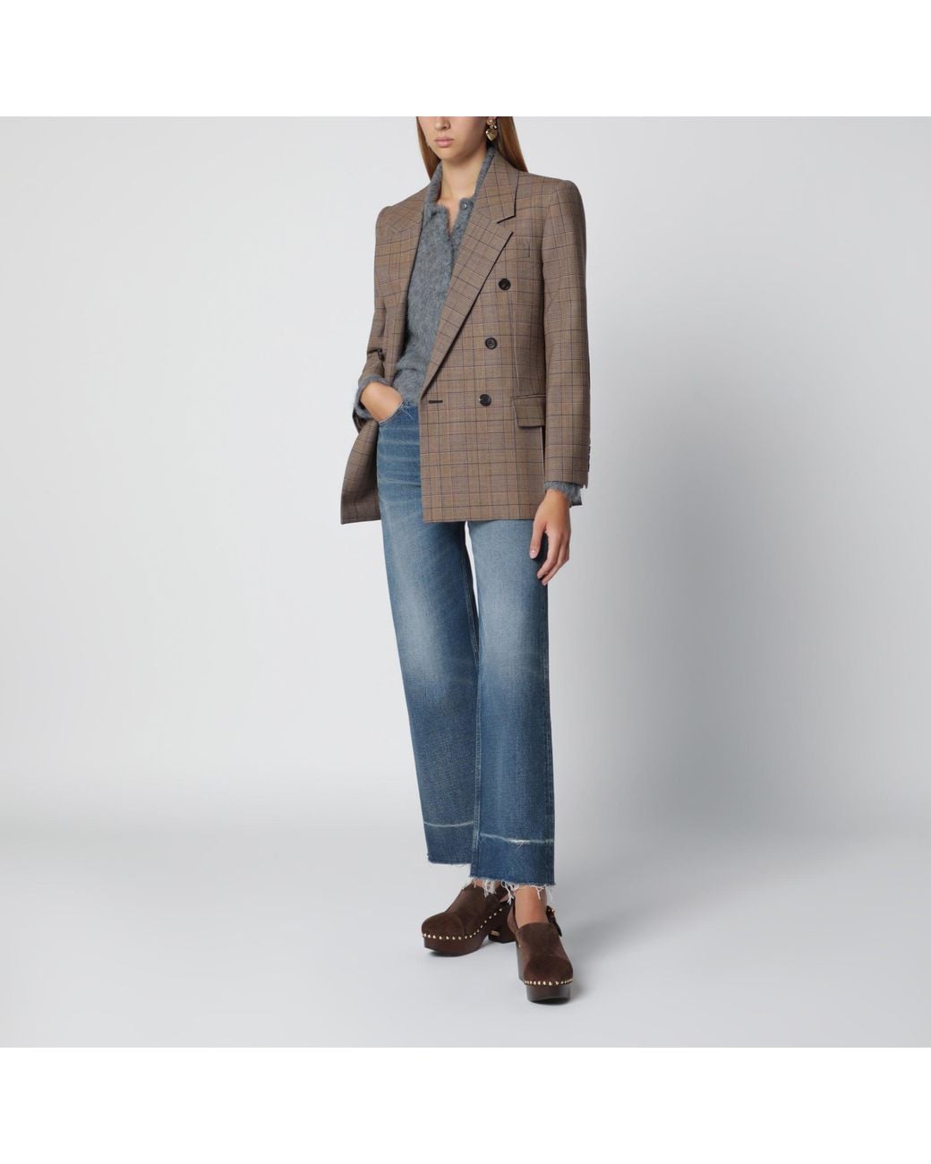 Chloé Brown Prince Of Wales Double-Breasted Jacket