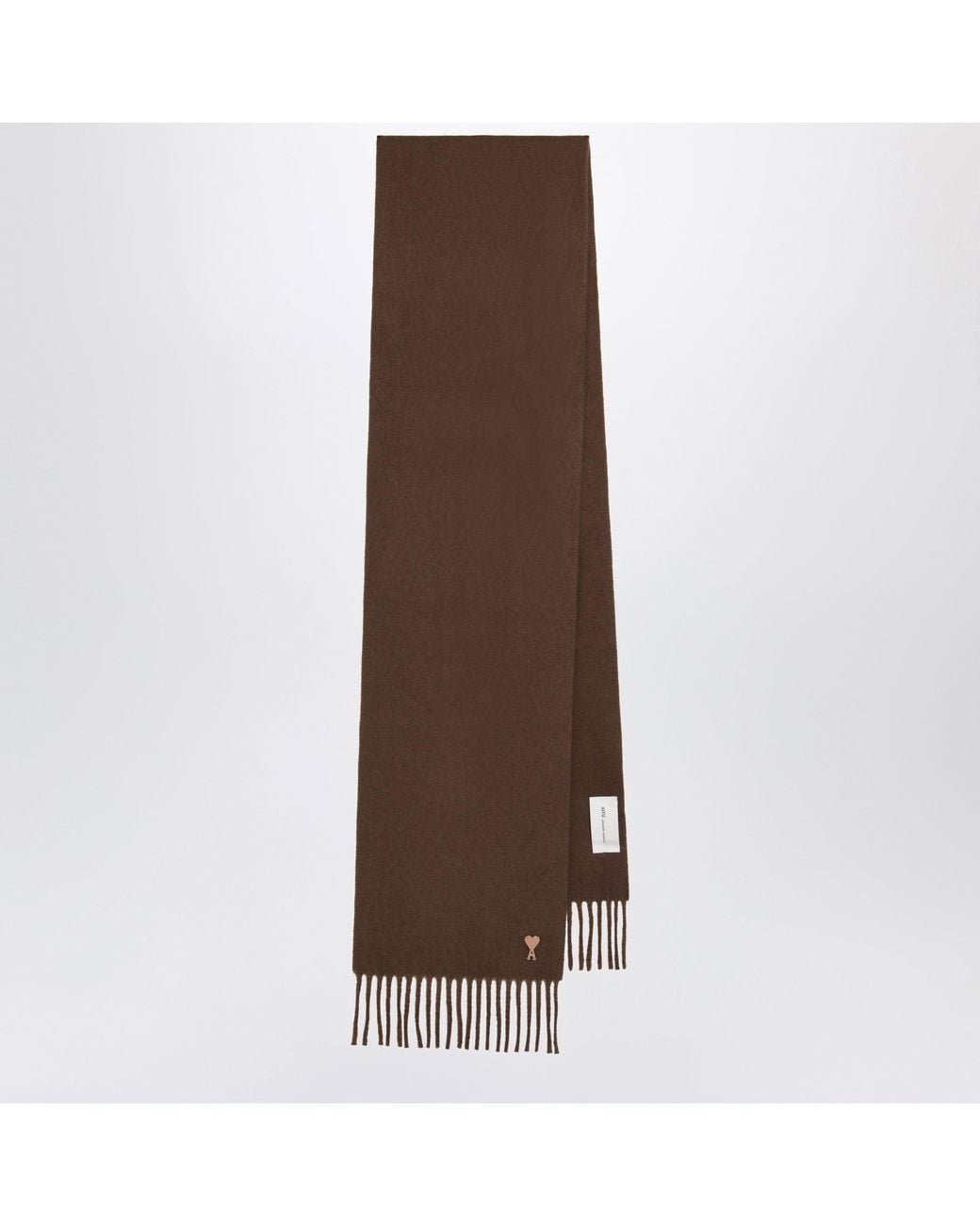 AMI Brown Ami De Coeur Wool Scarf for men