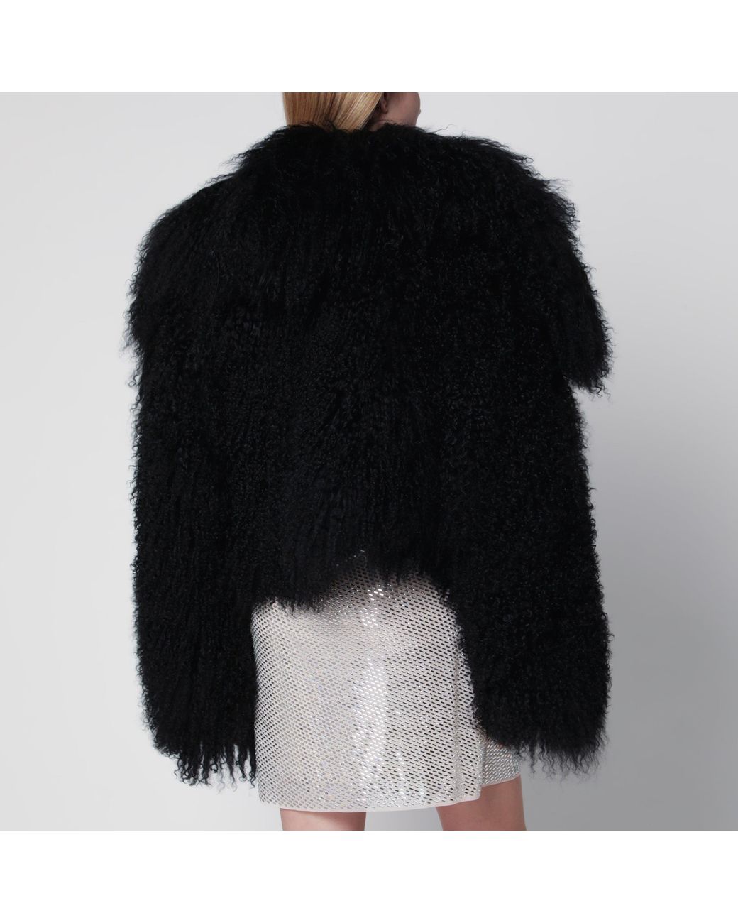 The Attico Black Cropped Bomber Jacket