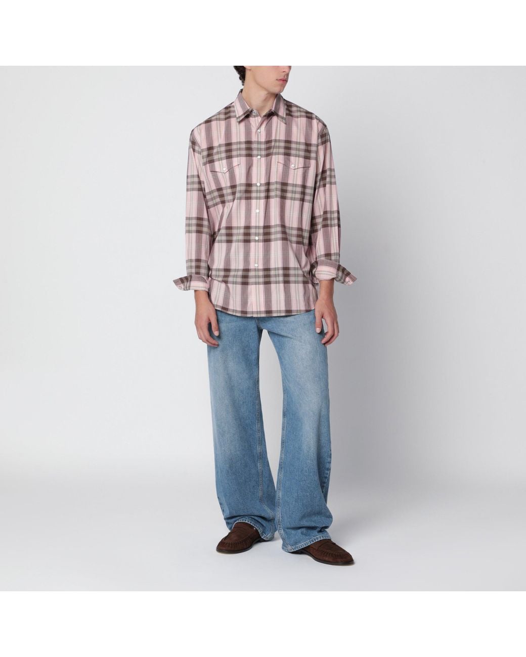Auralee Red Check Shirt for men