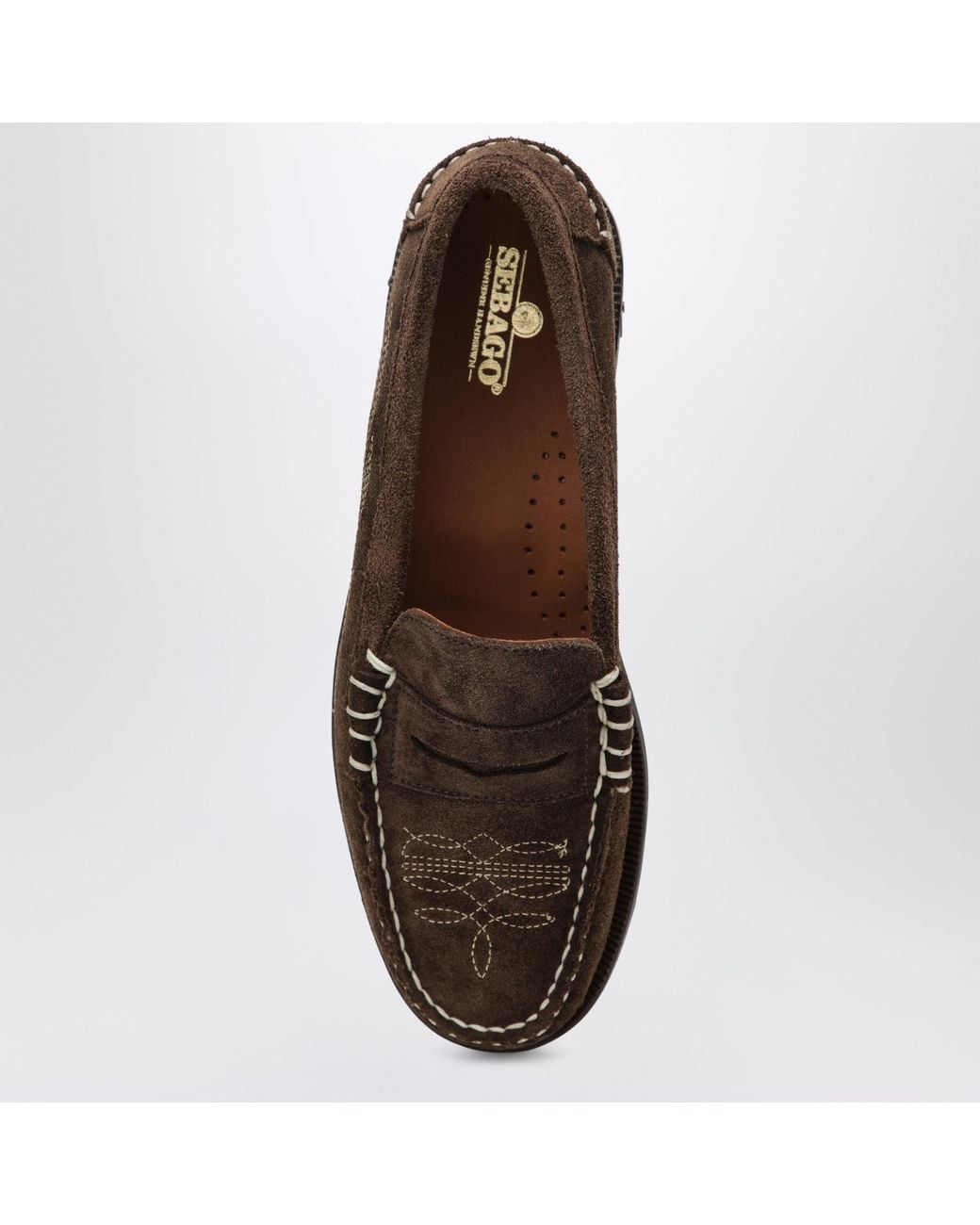 Sebago Brown Dan El Paso Suede Penny Loafers With Cowboy-Inspired Embroidery