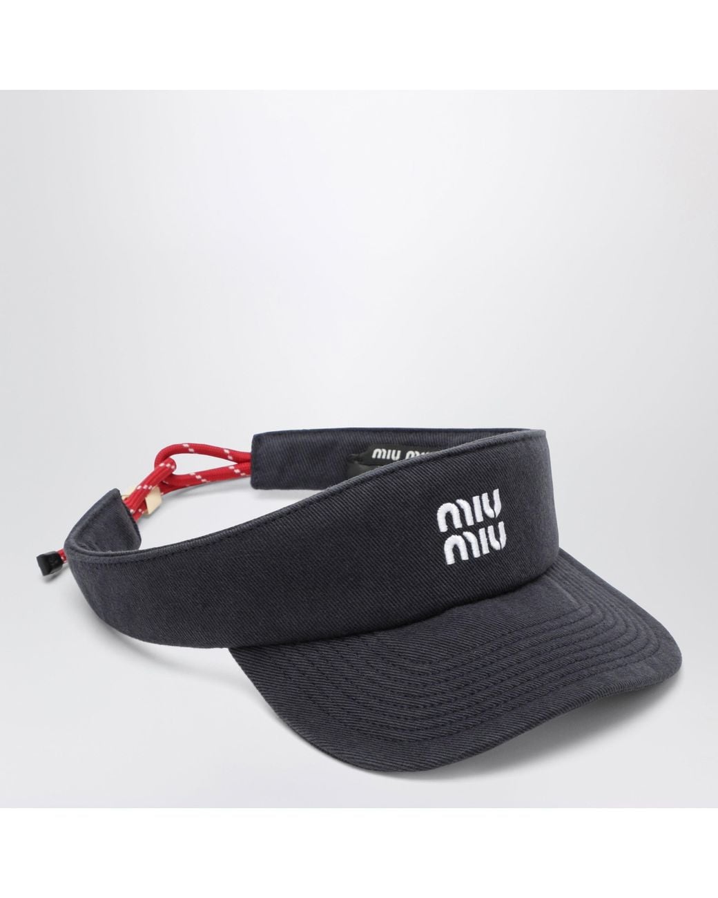 Miu Miu Black Cotton Visor With Logo