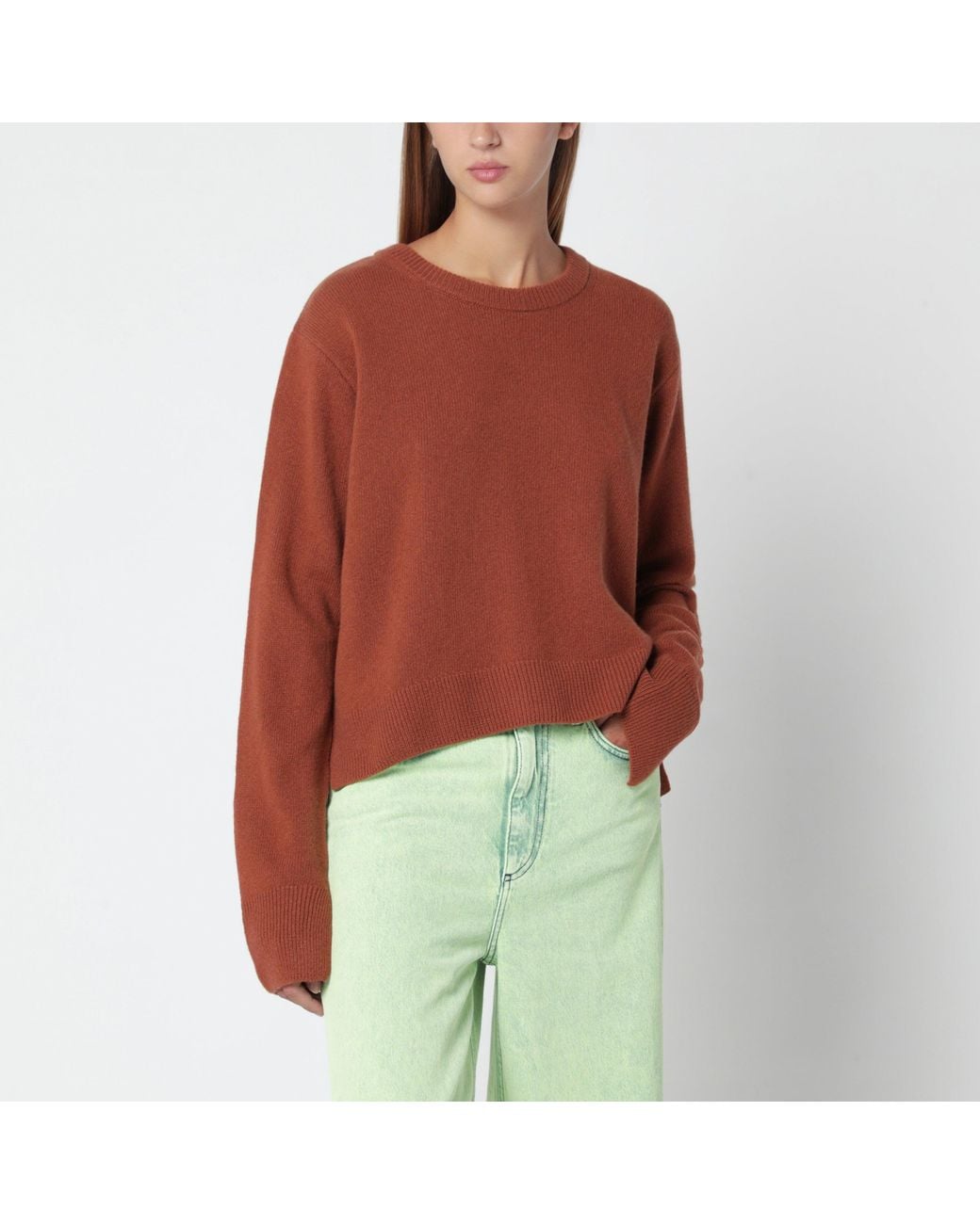 Sanderlak Red Rust Crew-Neck Wool Sweater