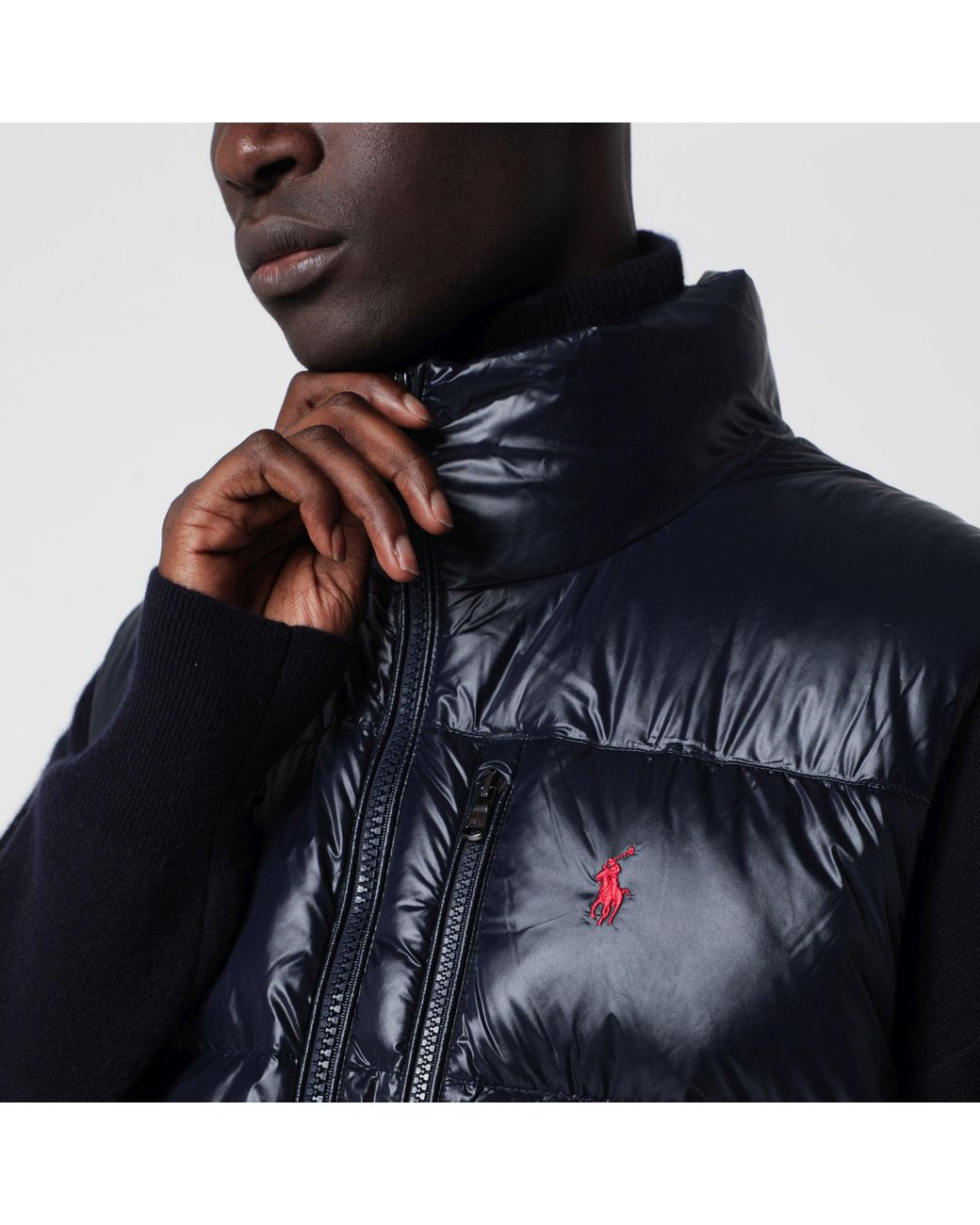 Polo Ralph Lauren Blue Glossy Quilted Zip-Up Vest for men