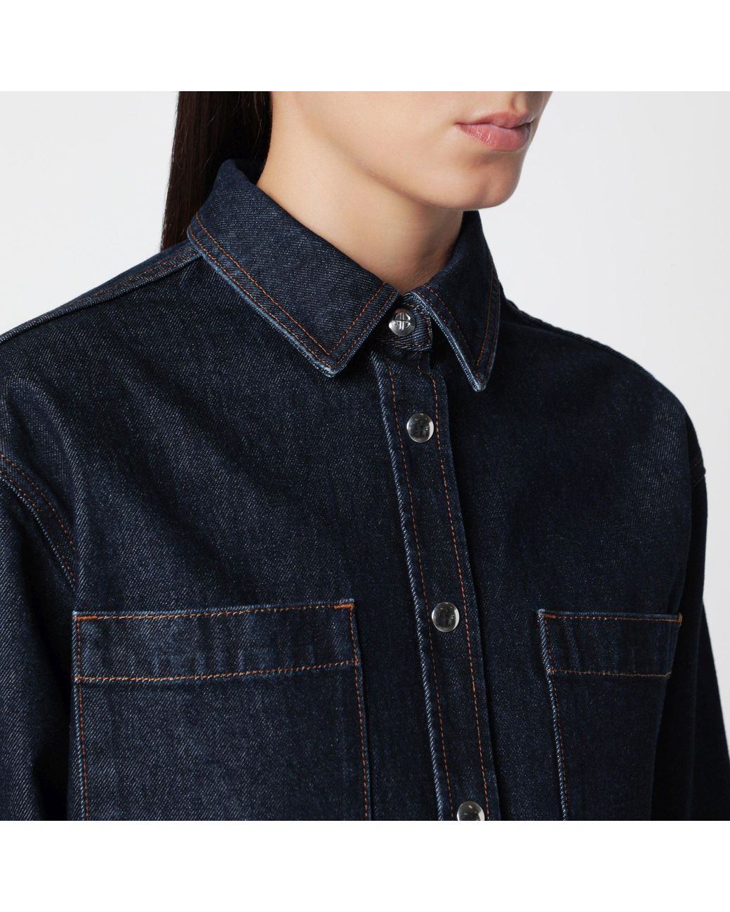 Anine Bing Blue Samy Cotton Denim Shirt