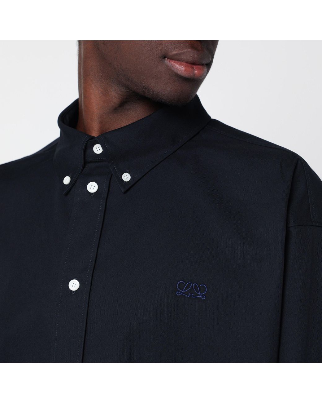 Loewe Blue Double-Layer Cotton Shirt for men