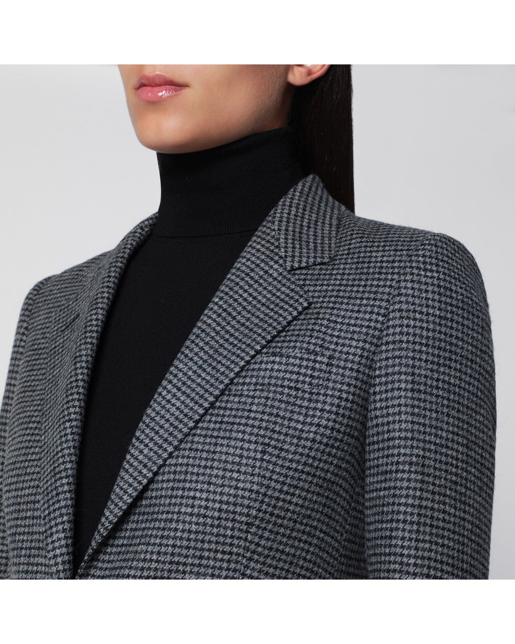 Tagliatore Gray Single-Breasted Anthracite Jacket With Houndstooth Pattern