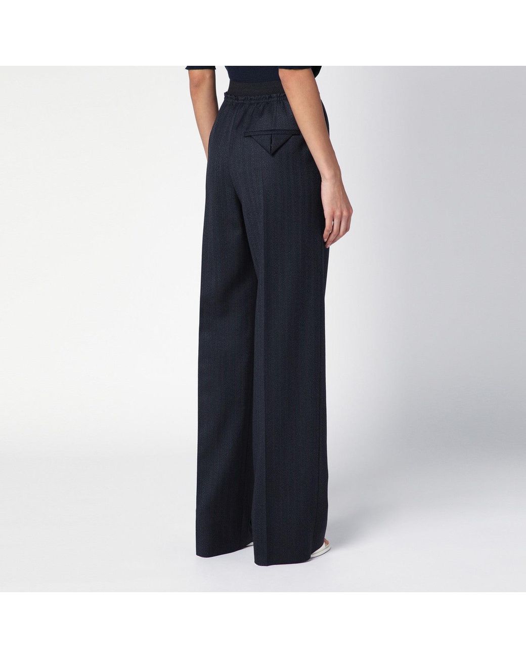 Bottega Veneta Black /blue Striped Wool Trousers