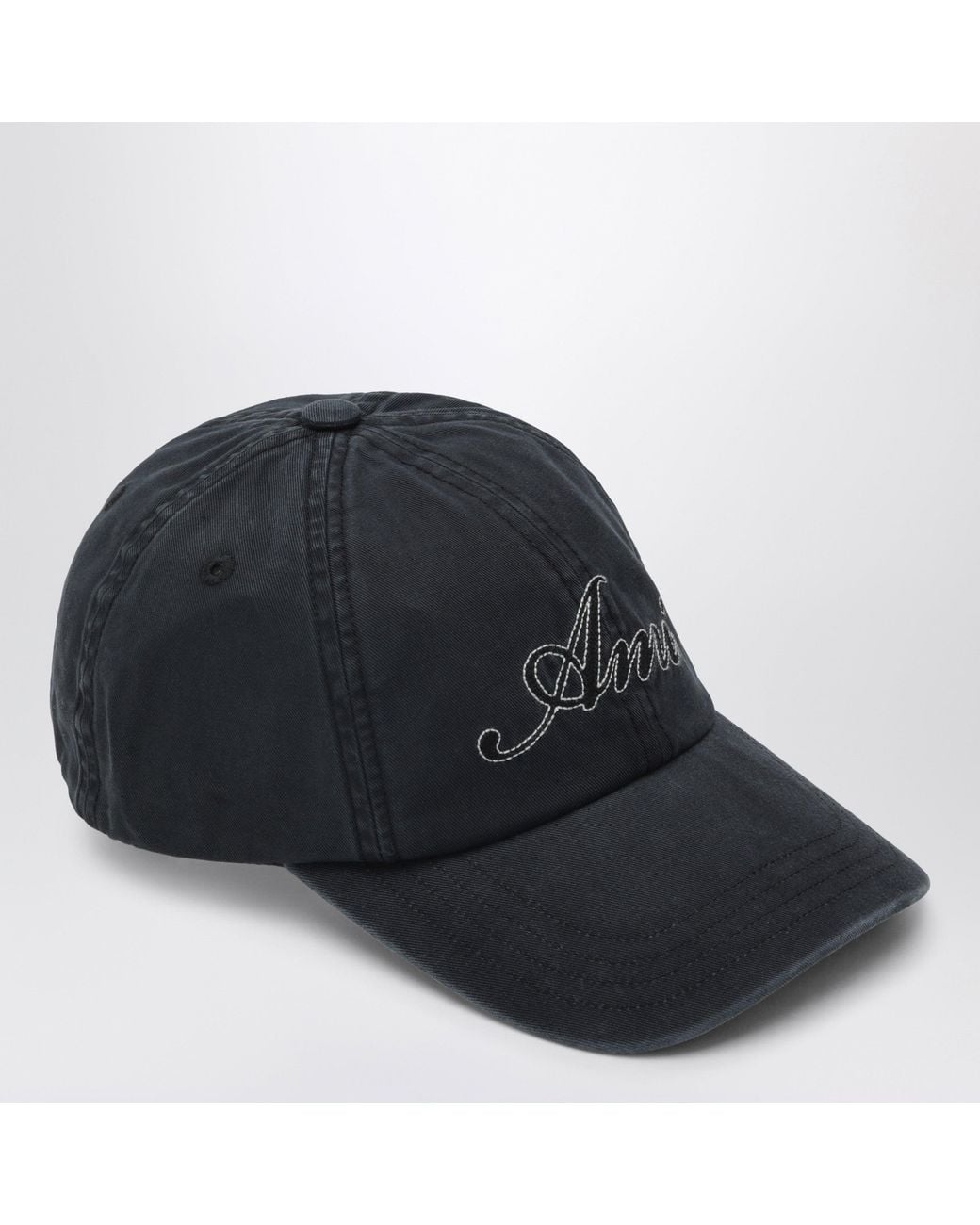 AMI Black Faded Cotton Cap for men