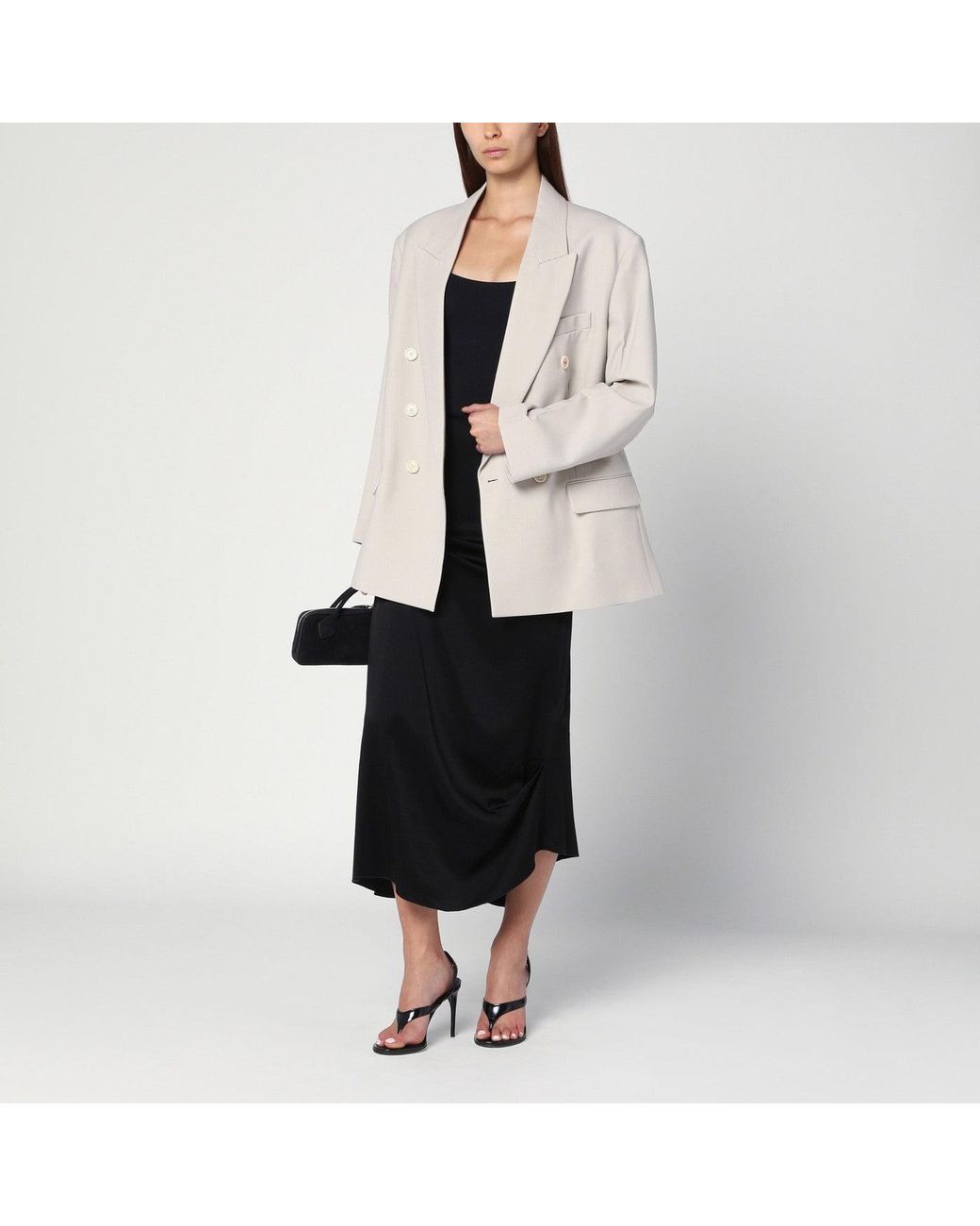 Victoria Beckham Natural Pumice-Coloured Double-Breasted Jacket