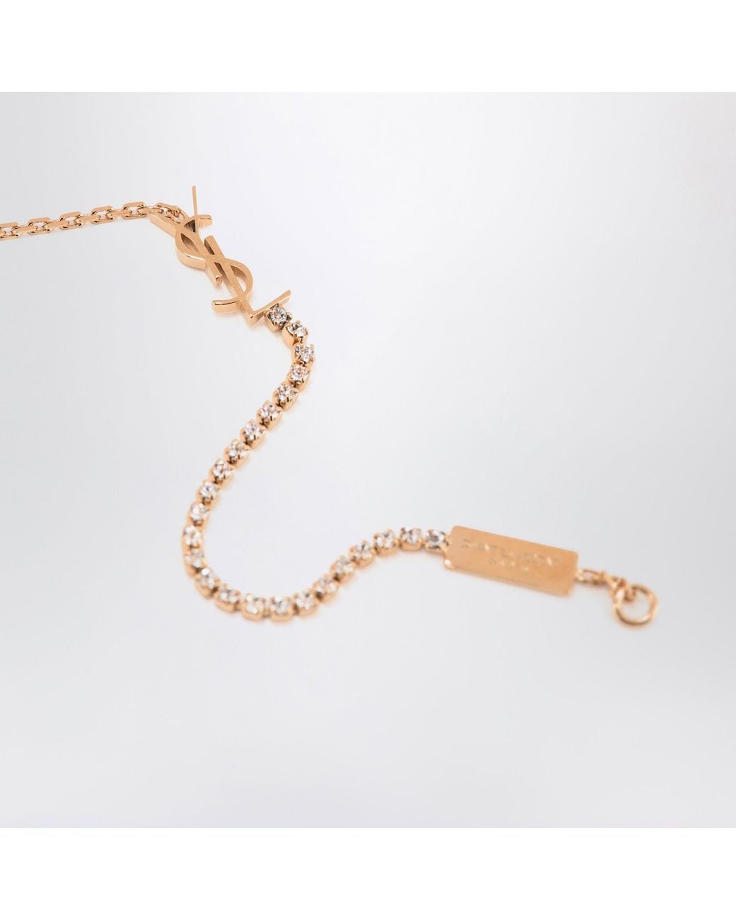 Saint Laurent Metallic Cassandre Charm Bracelet