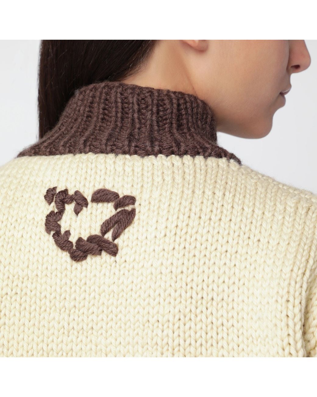 Prada Natural Corda/Cacao Zip-Up Wool Cardigan