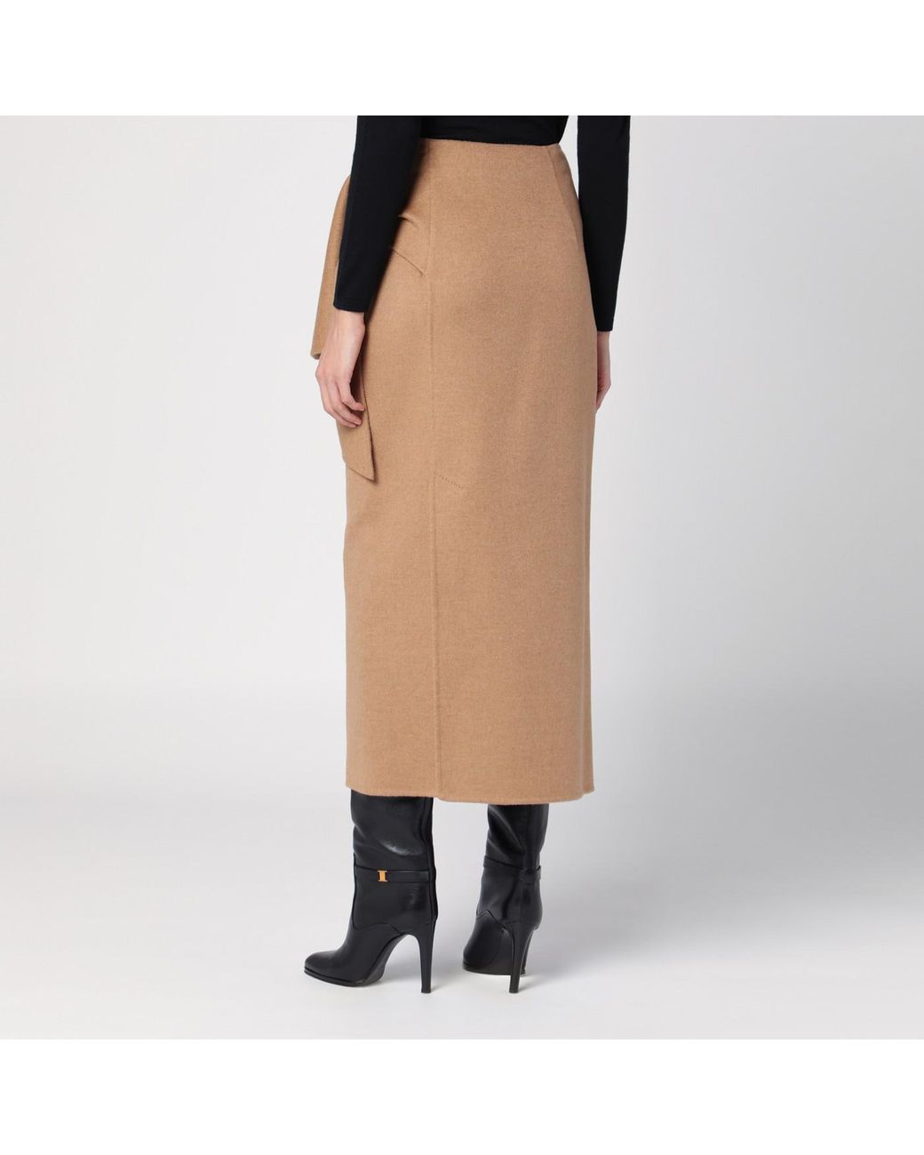 スカート MAX MARA 24FW Camel Ginseng Wool Midi Skirt GINSENG 001 Max Mara Studio Ginseng Belted Wool Midi-Skirt | Saks Fifth