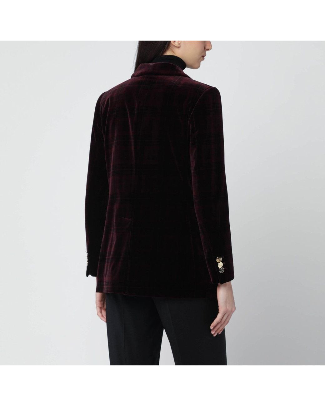 VI TO VI Black Bordeaux Velvet Double-Breasted Jacket