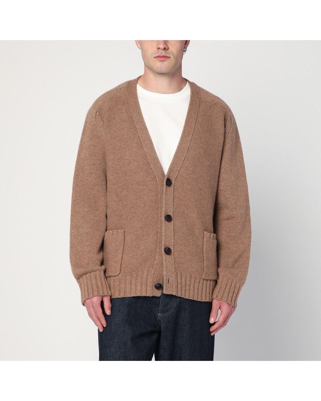 Bottega Veneta Natural Camel Wool Cardigan for men
