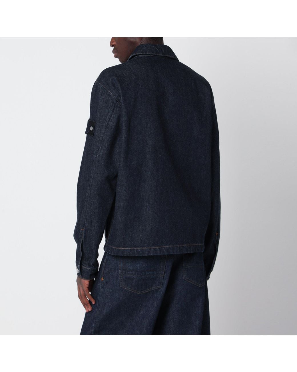 Stone Island Blue Dark Denim Shirt Jacket for men