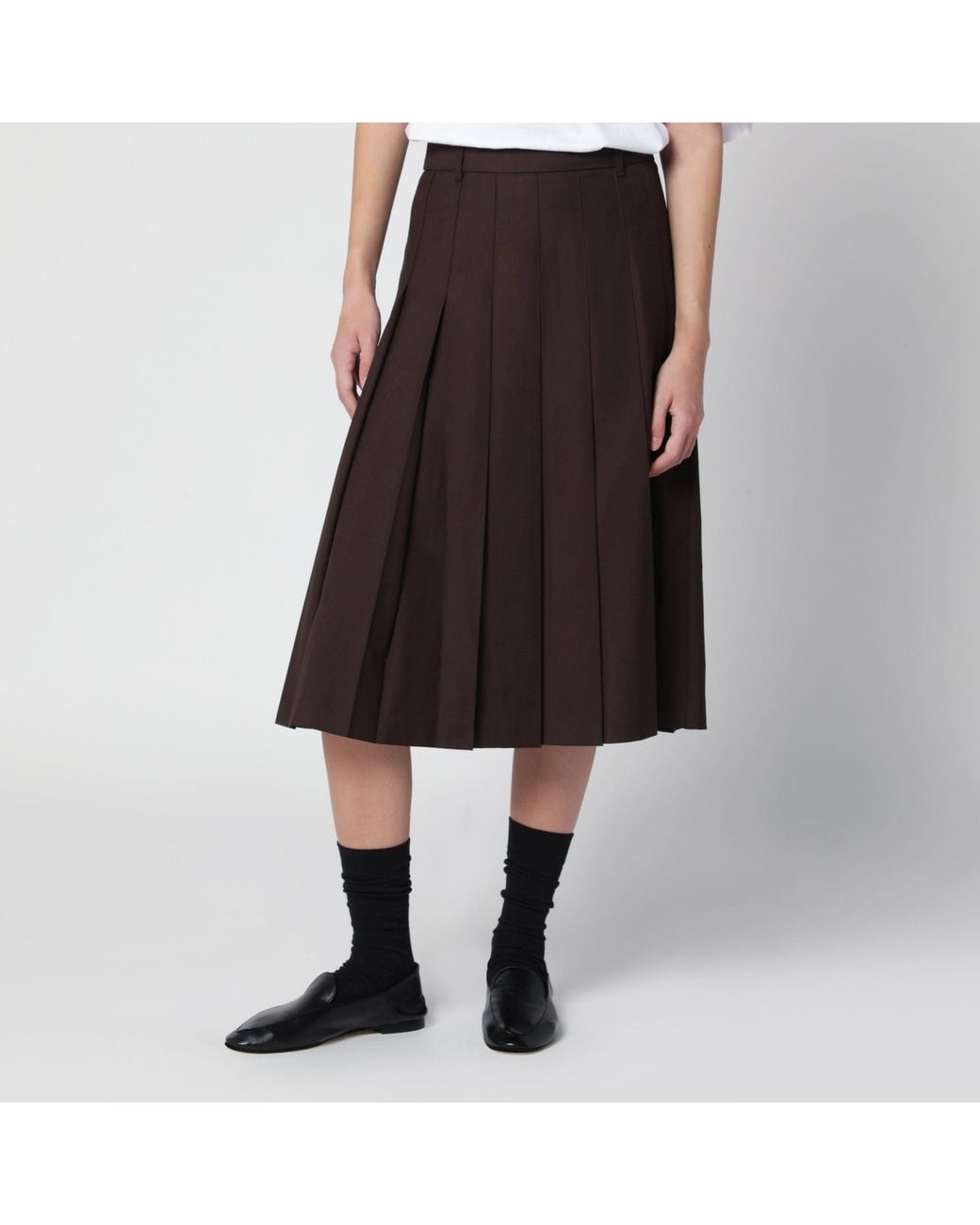 DUNST Brown Pleated Skirt
