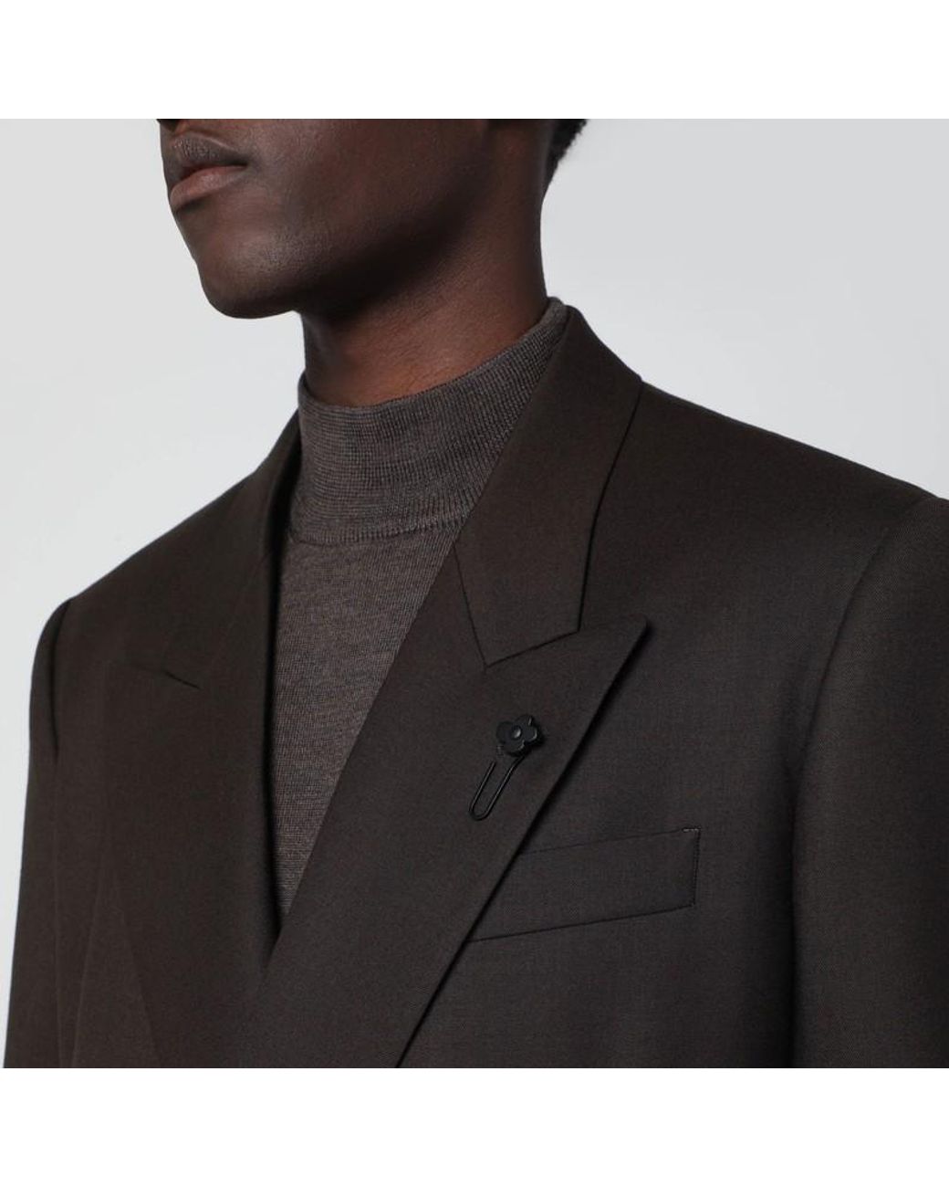 Lardini Black Double-Breasted Wool Jacket for men