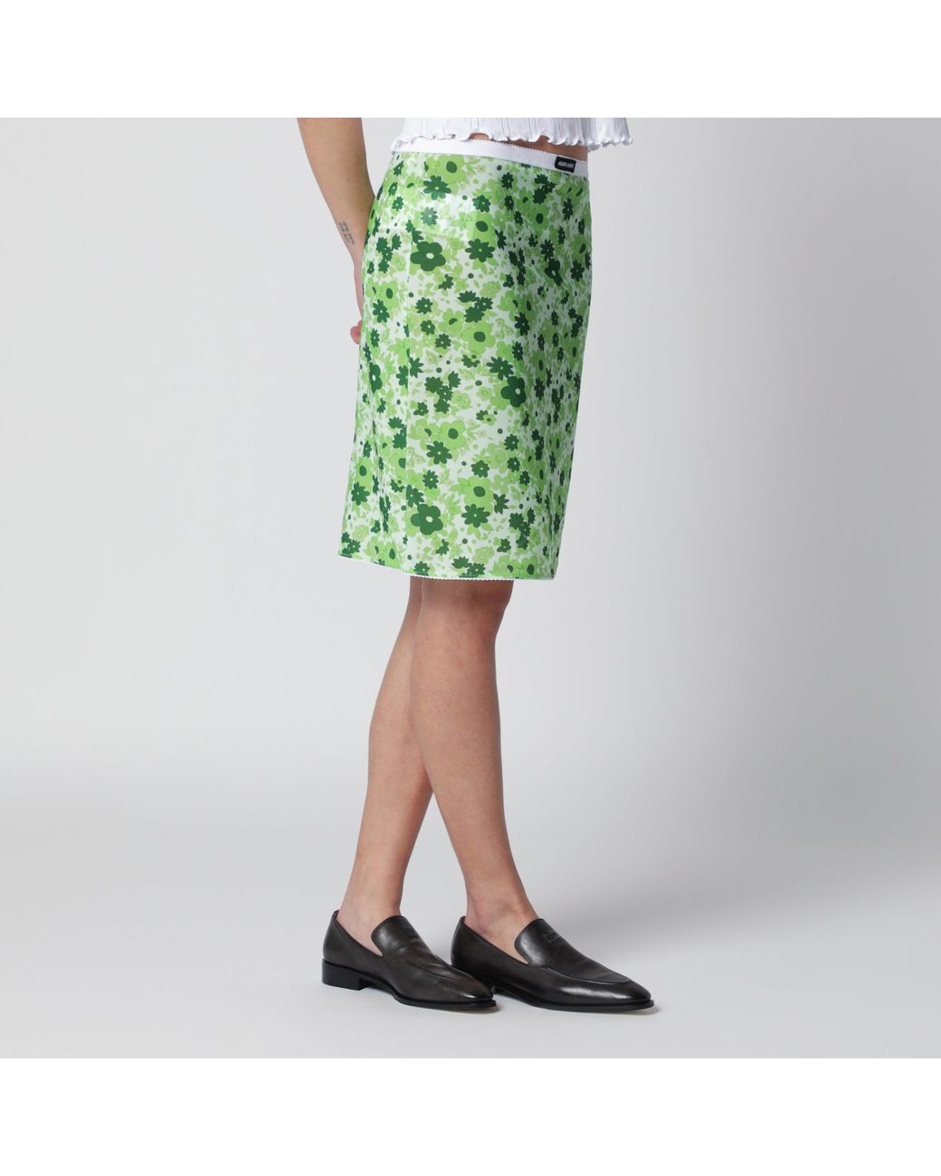 Miu Miu Green Skirt With Floral Pattern
