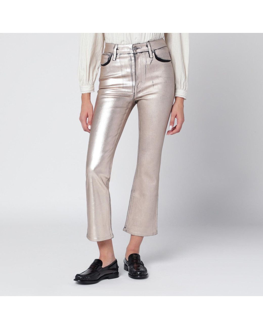 FRAME Multicolor Champagne The Reboot Cropped Trousers