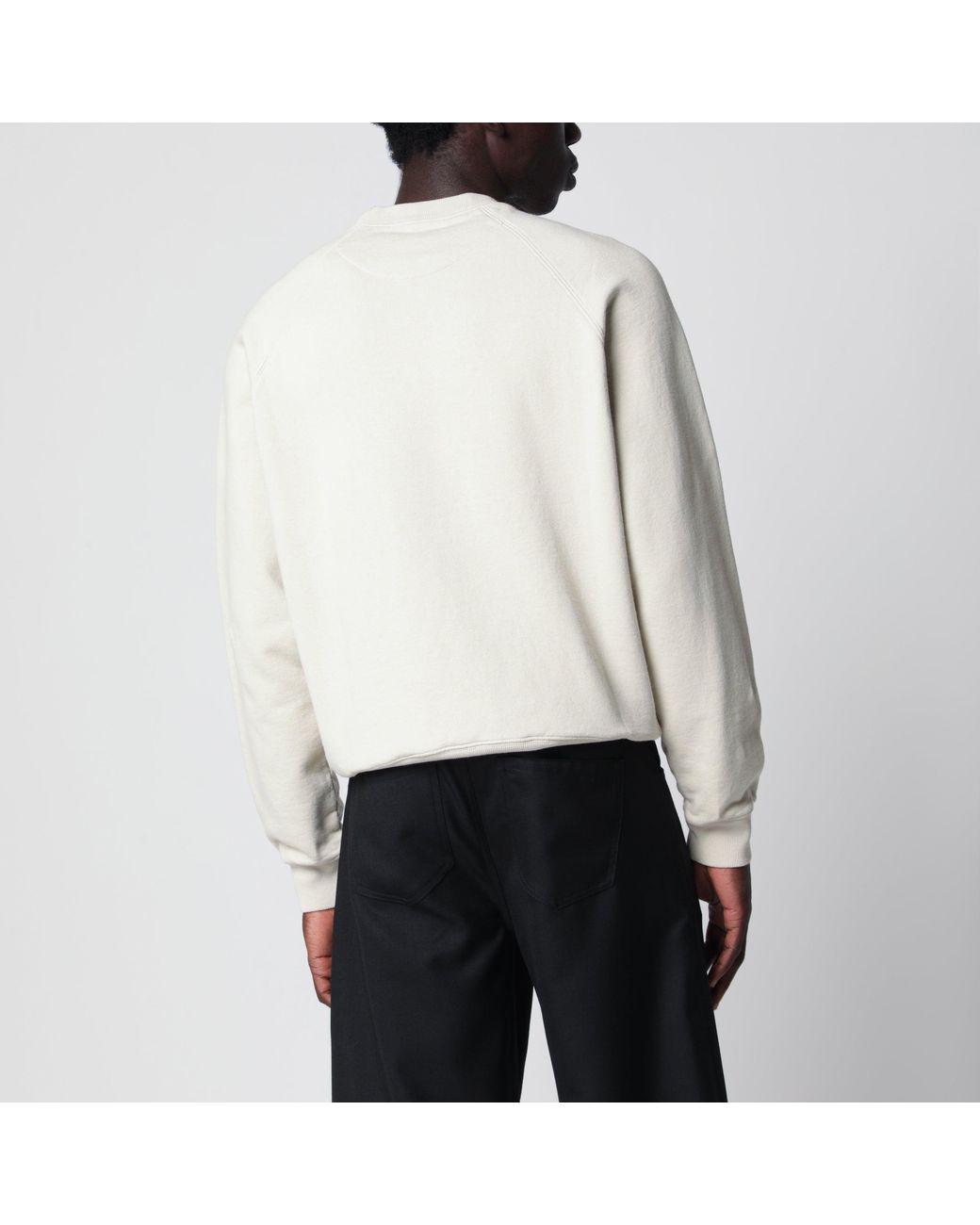 Prada White Talc-Colored Cotton Fleece Sweatshirt for men