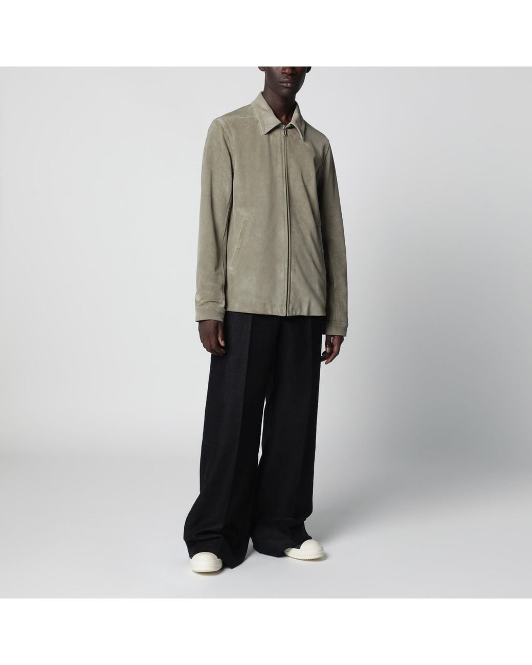 Rick Owens Gray Pearl Suede Brad Jacket for men