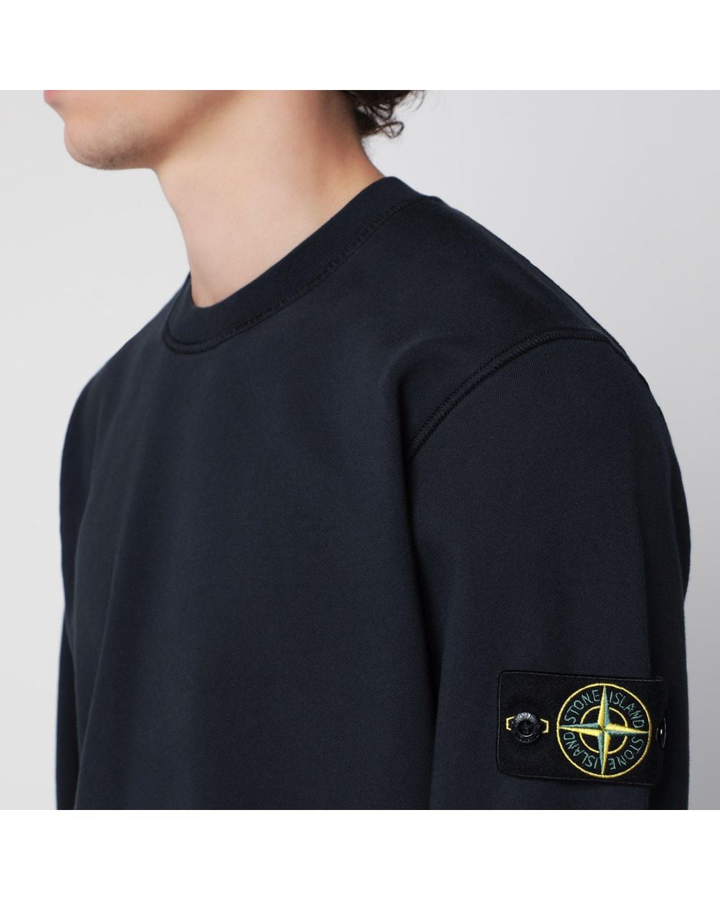 Stone Island Blue Cotton Crew-Neck Sweatshirt for men
