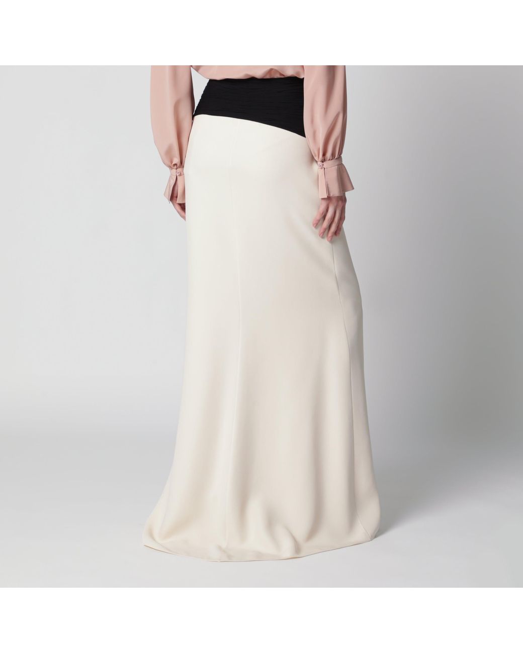 Valentino White Long Silk Skirt