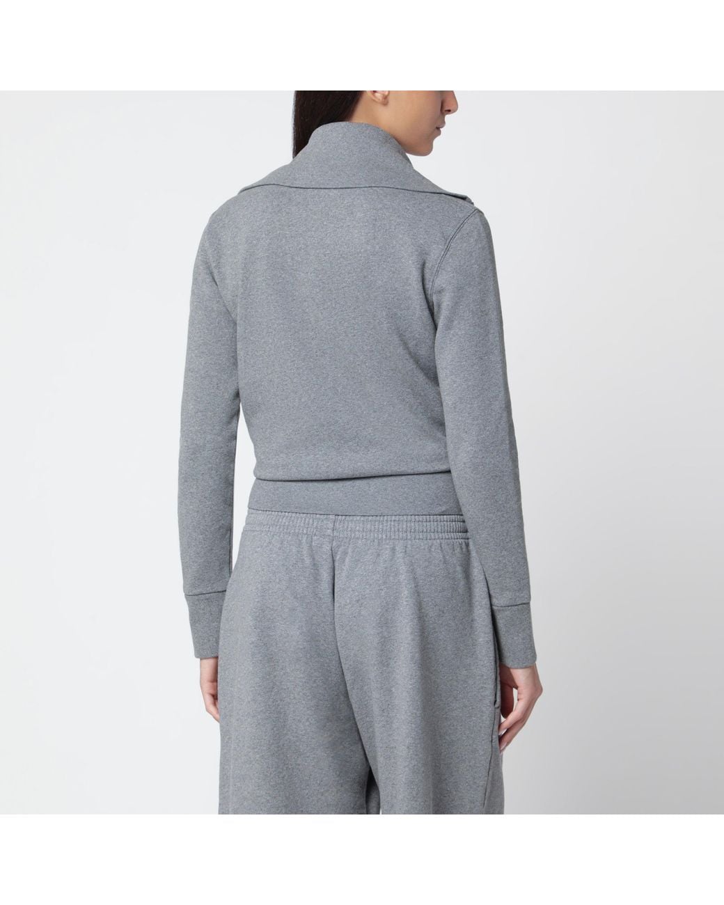 Balenciaga Gray Cotton Zip-Up Sweatshirt