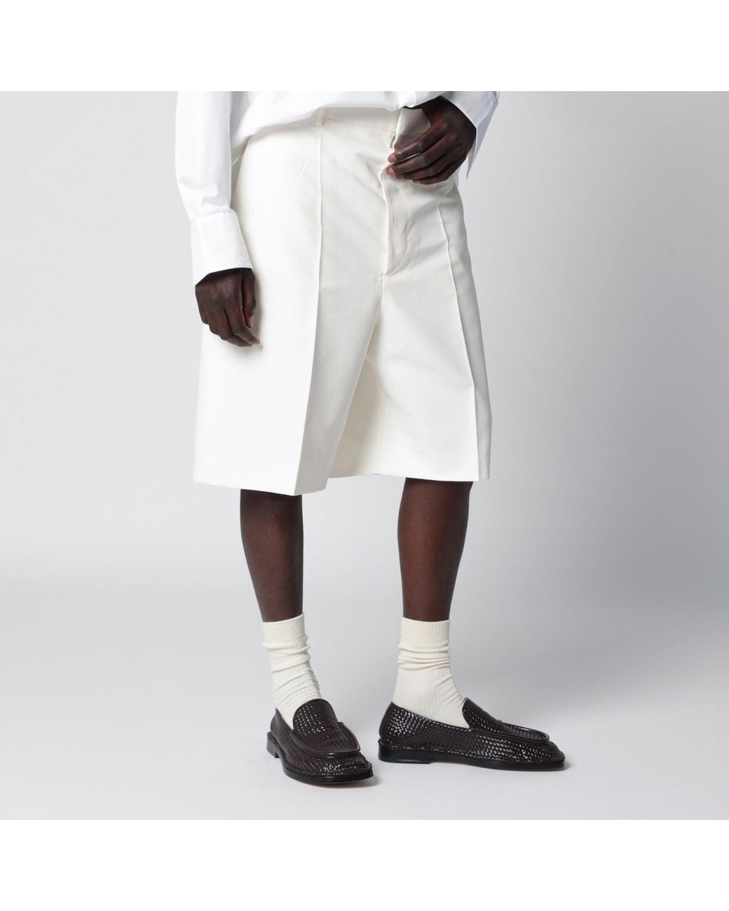 Bottega Veneta White Silk-Blend Bermuda Shorts By for men