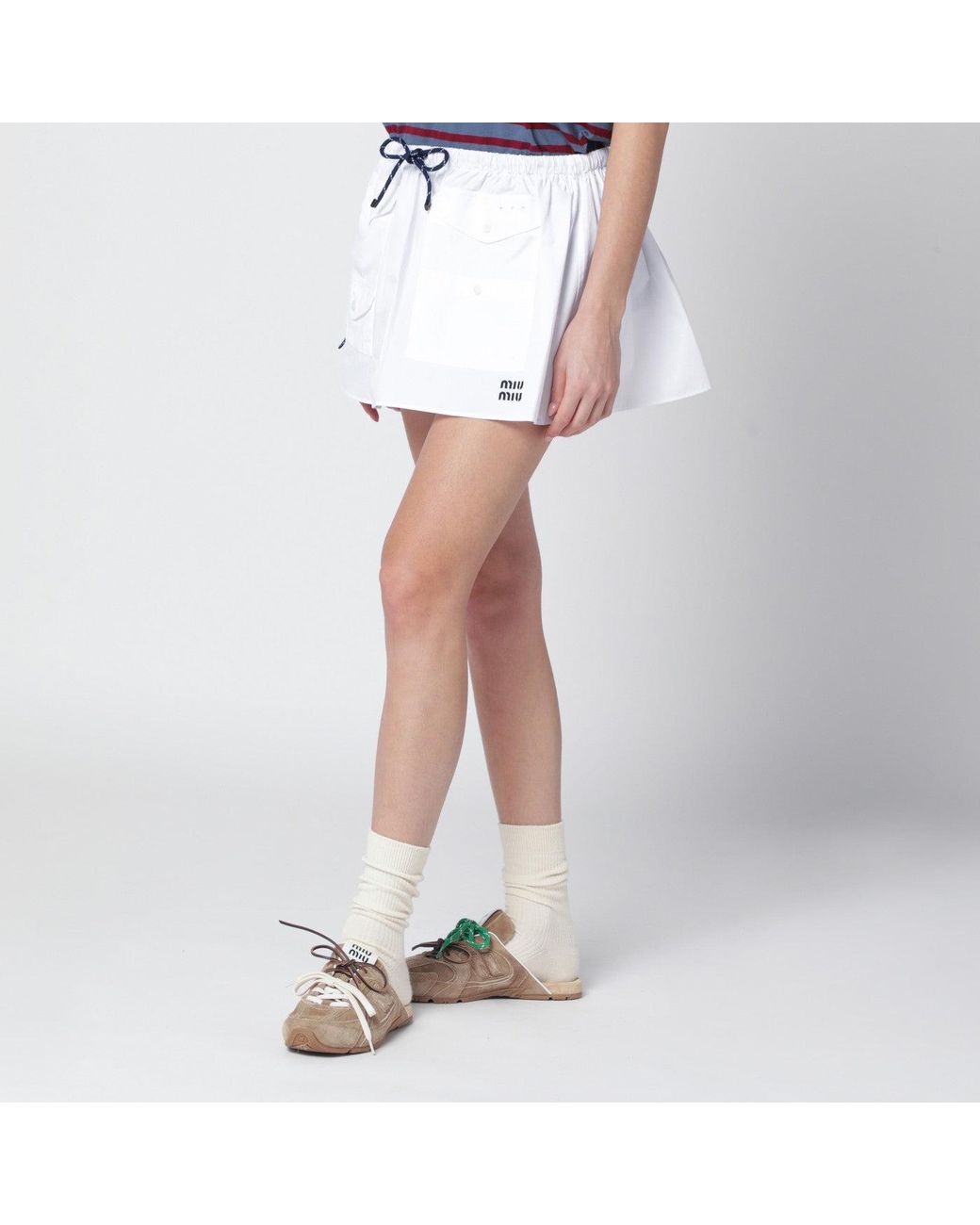 Miu Miu White Cotton Mini Skirt