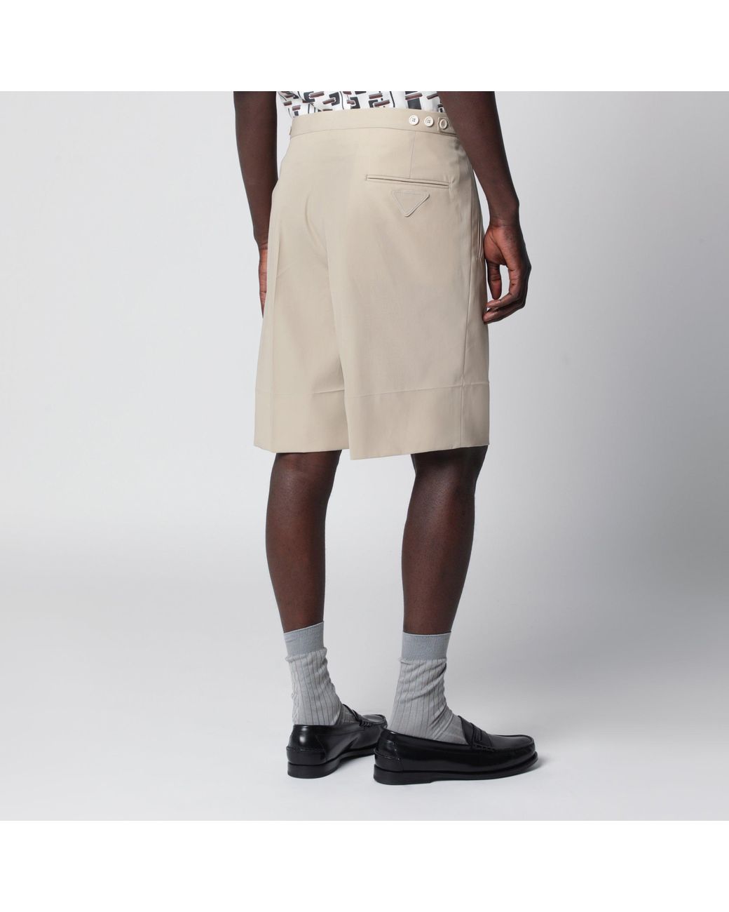 Prada Natural Sand-Colored Cotton Bermuda Shorts for men