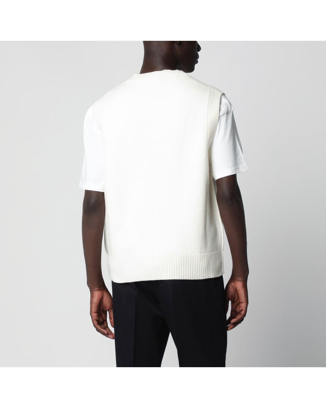 AMI White Ami De Coeur Wool Vest for men