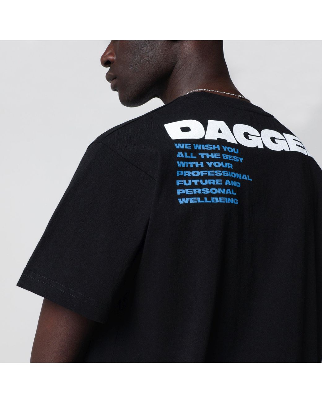 DAGGER Black Faded T-Shirt With Logo Print for men