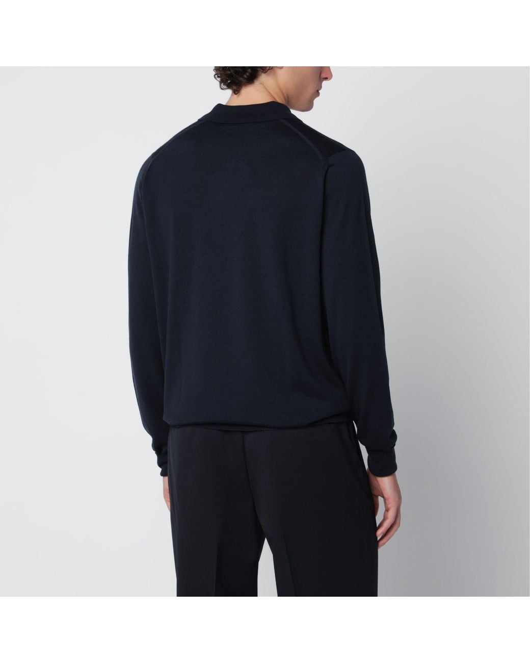 John Smedley Black Midnight Polo Shirt for men