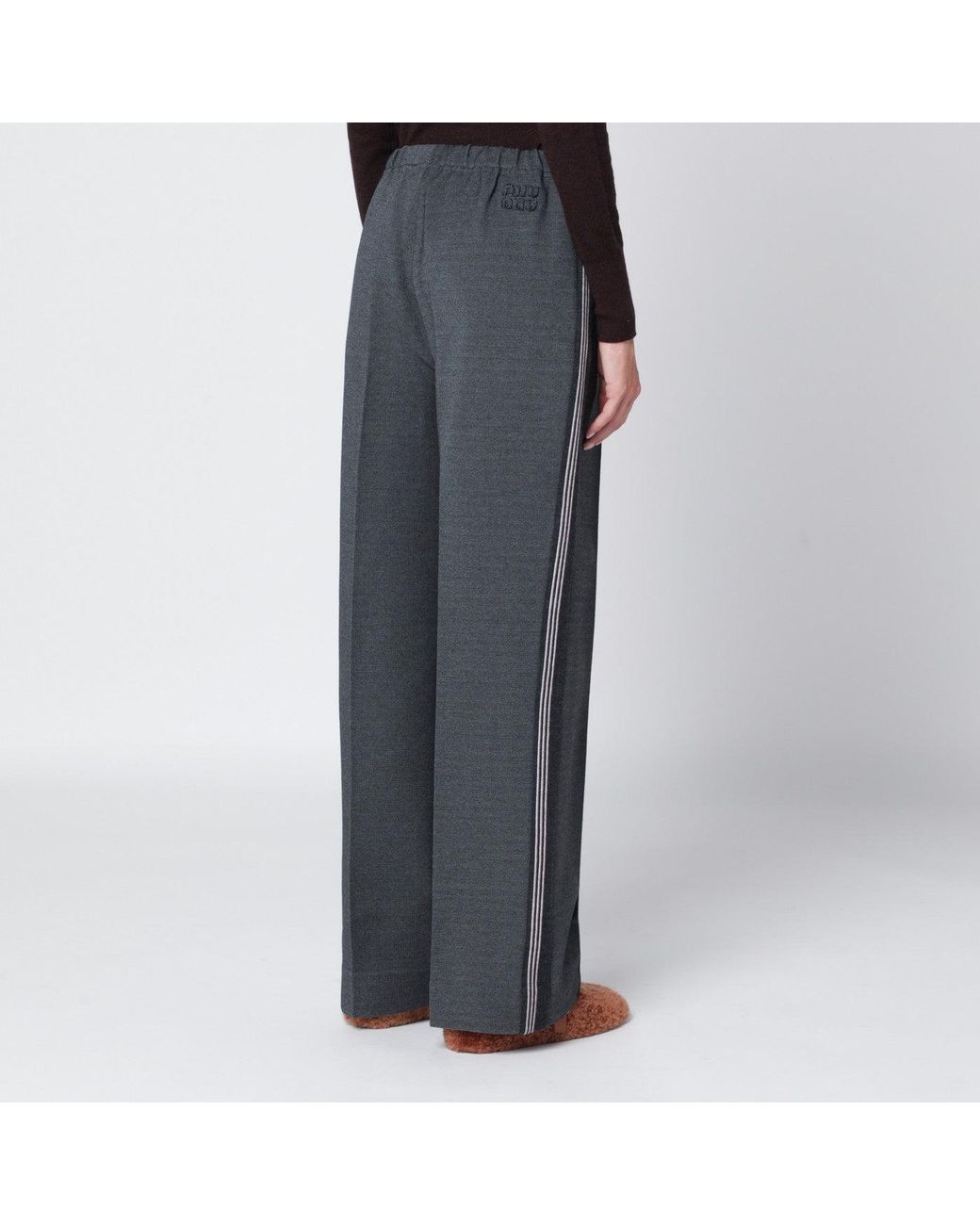 Miu Miu Gray Anthracite Knitted Trousers