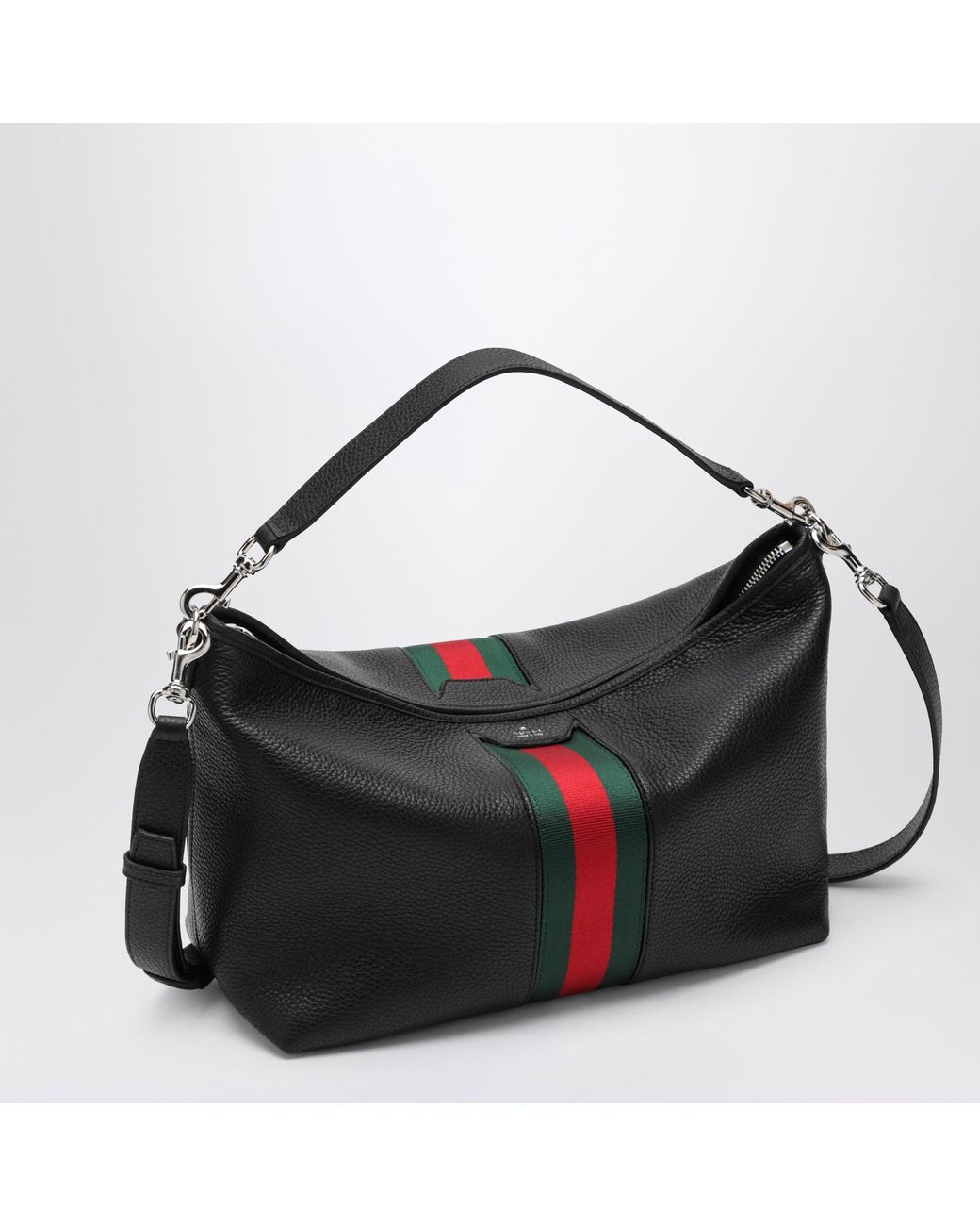 Gucci Black Grained Leather Bag With Web Detail for men