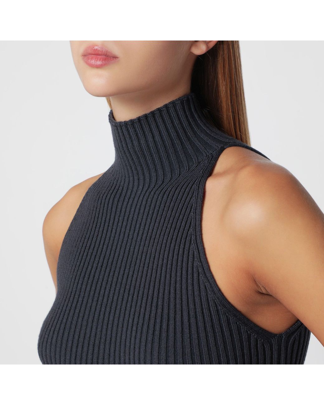 Alaïa Blue Ribbed Top