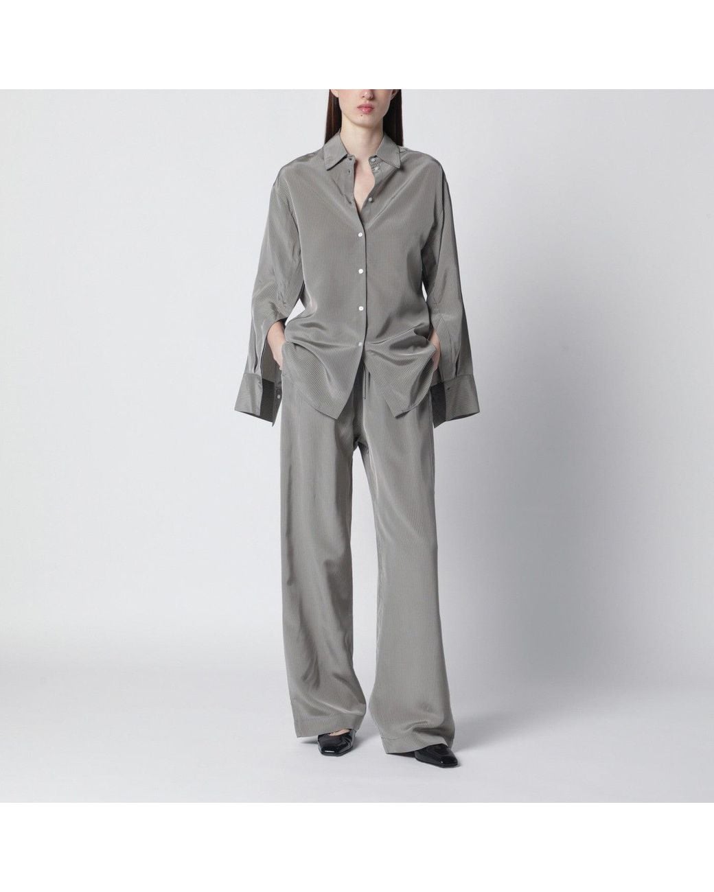 Rohe Gray Light Striped Oversized Shirt
