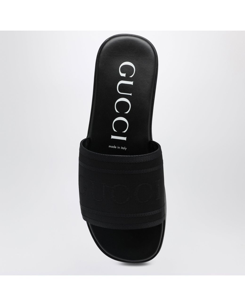 Gucci Black Jacquard Fabric Slides for men