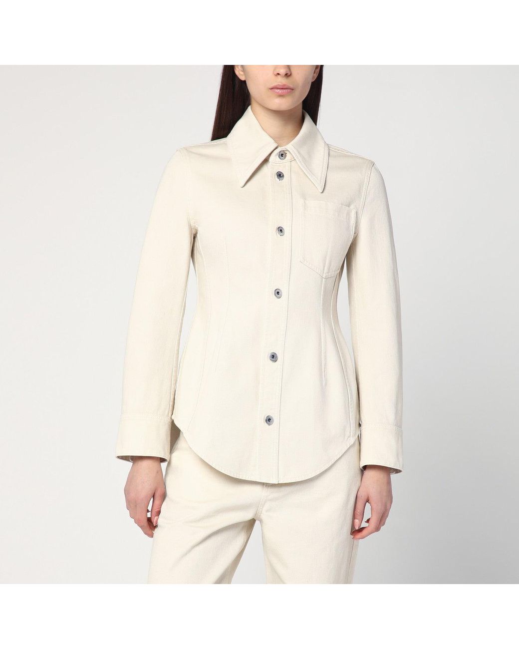 Bottega Veneta Natural Pale Meringue Shirt In Denim