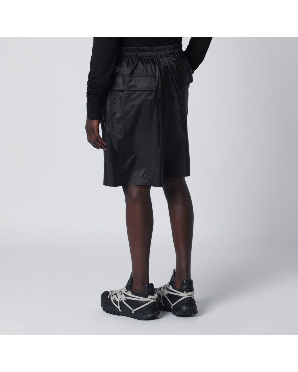 Moncler Black Drawstring Kilt Shorts for men