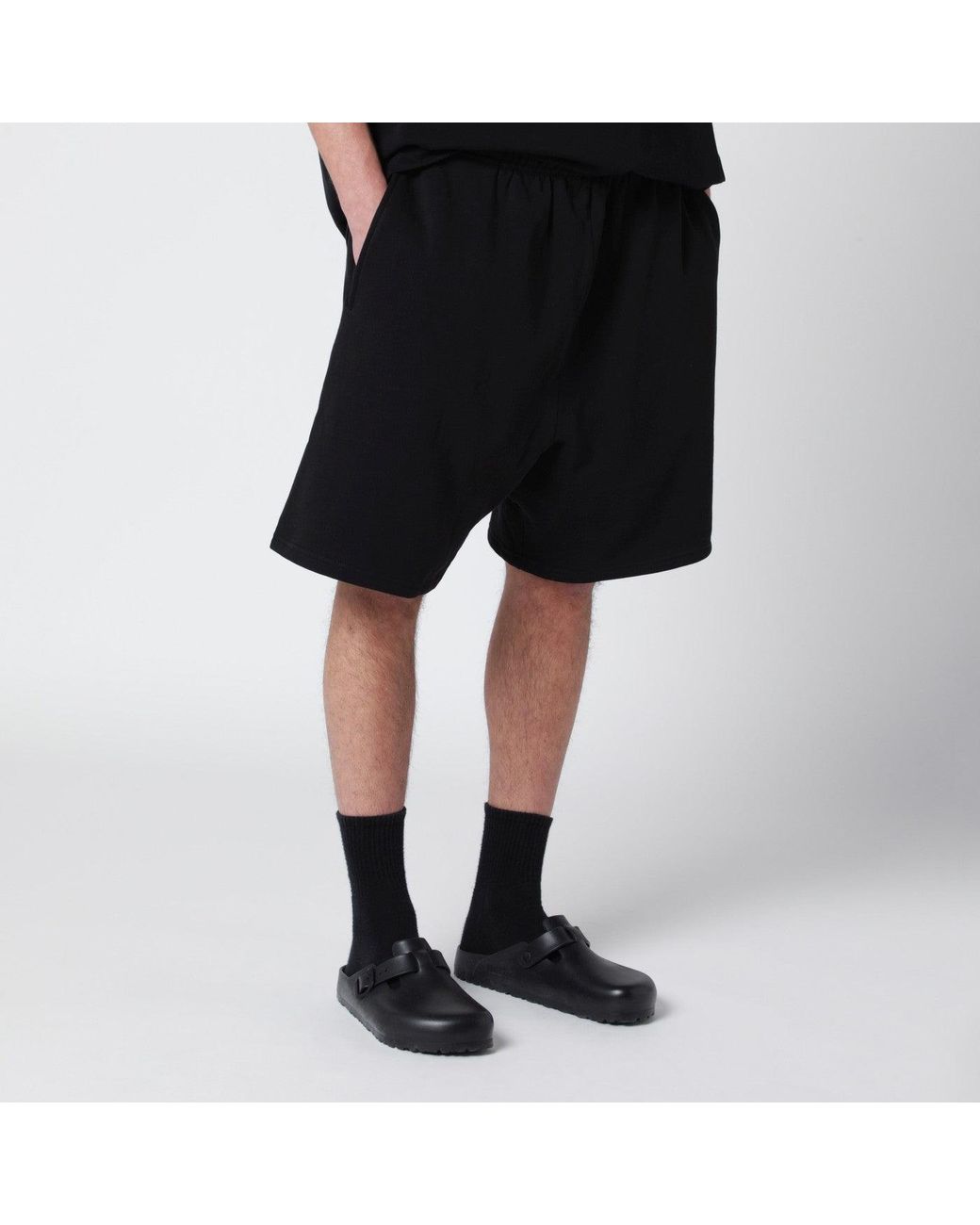 Entire studios Black Cotton Scuba Shorts for men