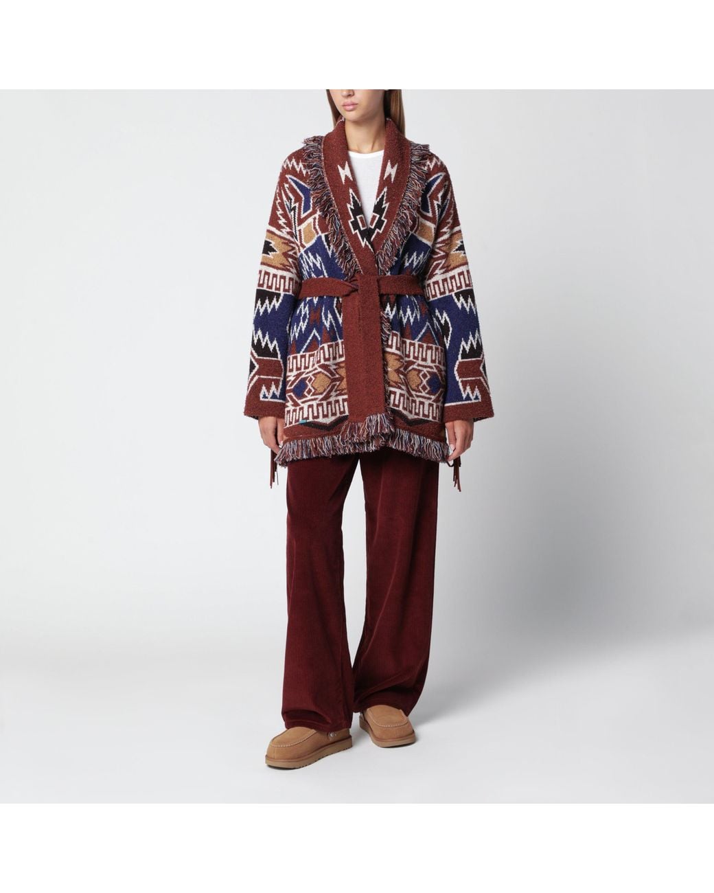 Alanui Red Amazing Journey Virgin Wool Cardigan