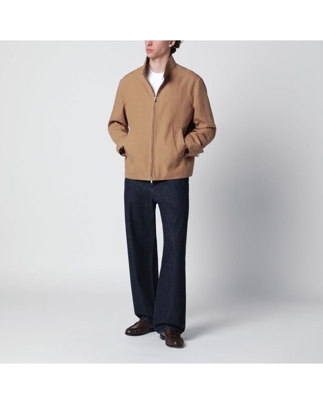 Lardini Brown Camel Linen-Blend Jacket for men