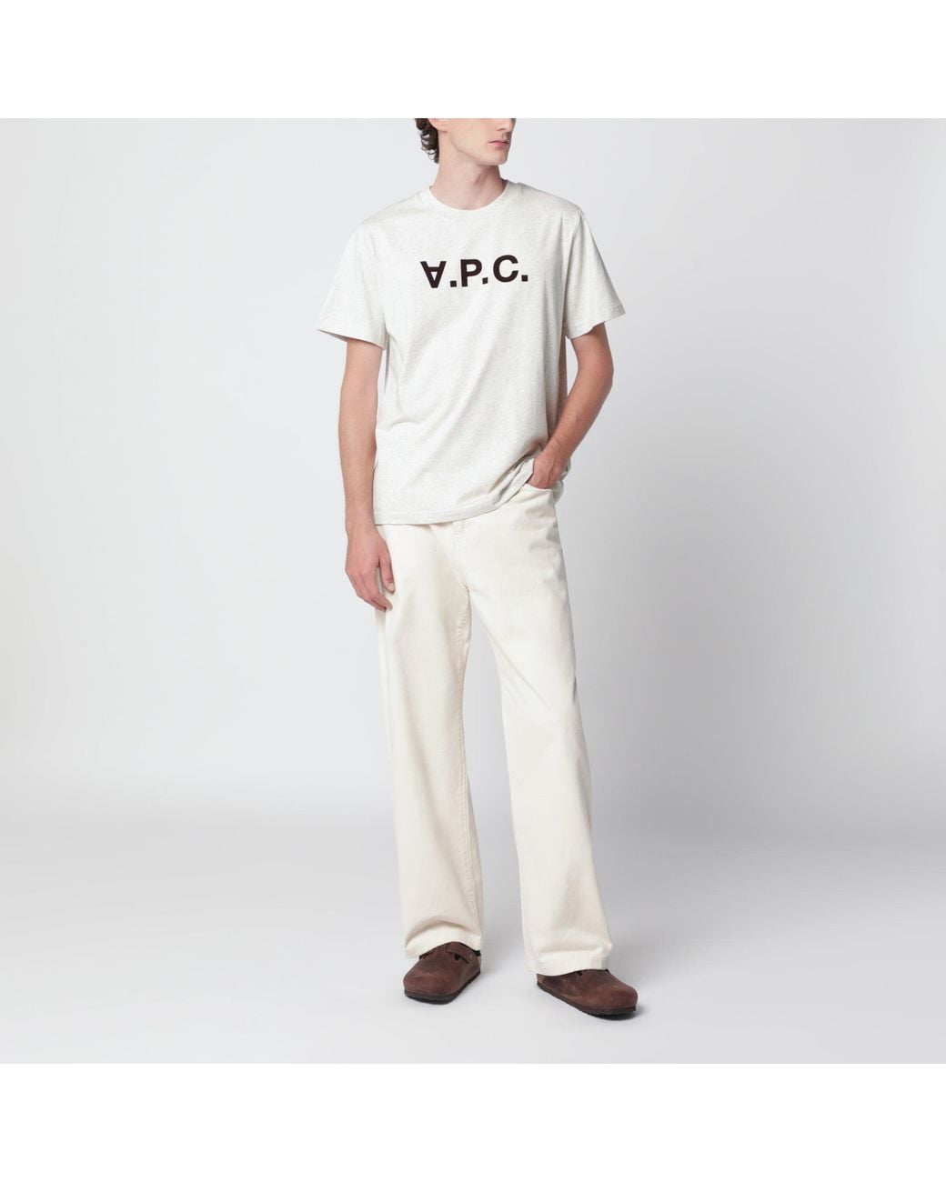A.P.C. White Ecru Standard Grand Vpc Cotton T-Shirt for men