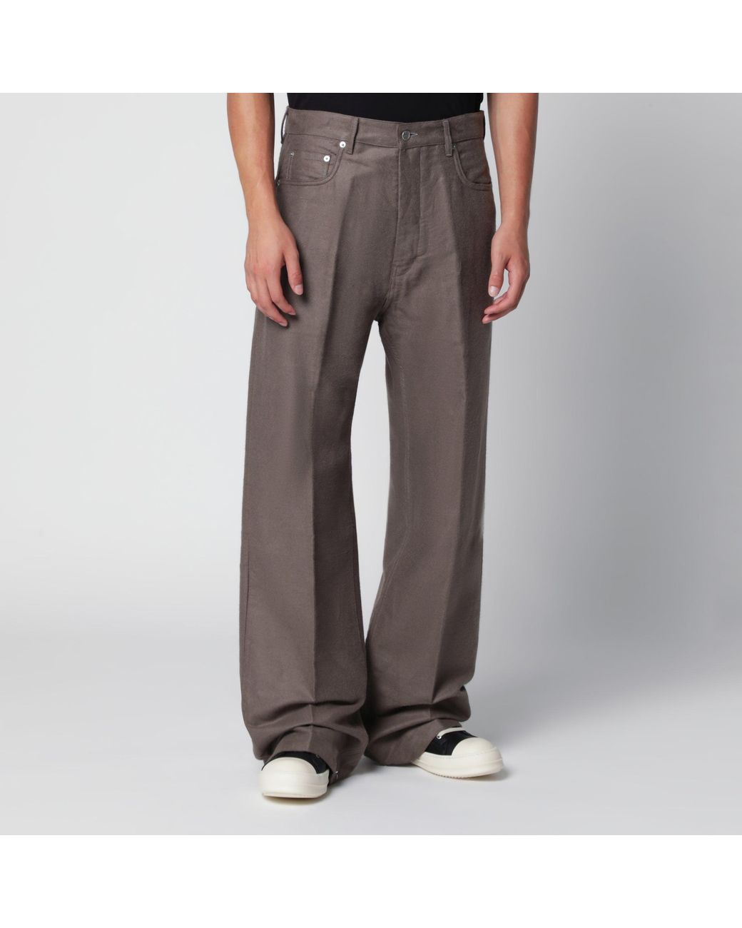Rick Owens Brown Taupe Cotton-Blend Trousers for men